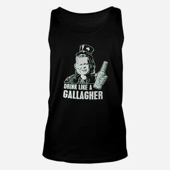 Drink Like A Gallagher Ladies Unisex Tank Top | Crazezy UK