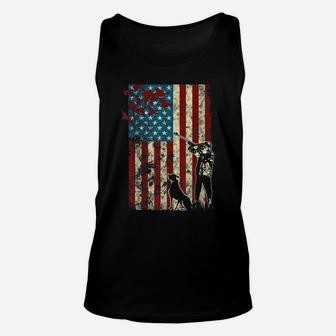 Duck Hunting Distressed Patriotic American Flag Gift Hunters Unisex Tank Top | Crazezy