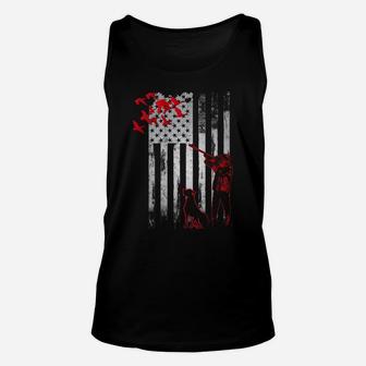 Duck Hunting With Dog Hunters Daddy Gift American Usa Flag Unisex Tank Top | Crazezy AU