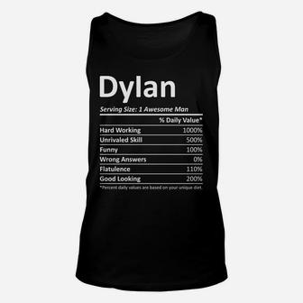 Dylan Nutrition Funny Birthday Personalized Name Gift Idea Unisex Tank Top | Crazezy