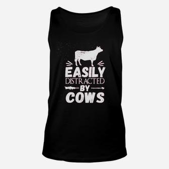 Easily Distracted By Cows Unisex Tank Top | Crazezy UK