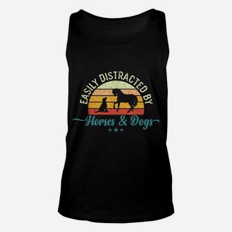 Easily Distracted By Dogs And Horses Funny Horse Riding Unisex Tank Top | Crazezy AU