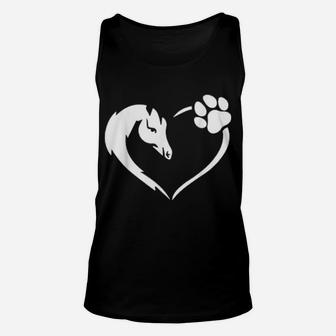 Easily Distracted By Dogs And Horses Paw Valentines Day Unisex Tank Top - Monsterry