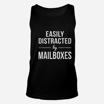 Easily Distracted By Mailboxes Postal Worker Unisex Tank Top - Thegiftio UK