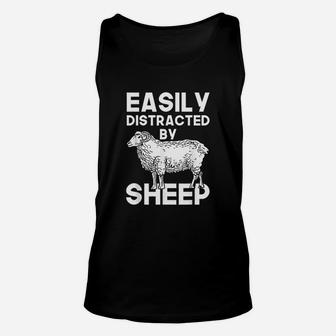 Easily Distracted By Sheep Unisex Tank Top | Crazezy DE