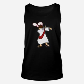 Easter Bunny Dabbing Jesus Rabbit Ears Christian Gift Unisex Tank Top - Thegiftio UK