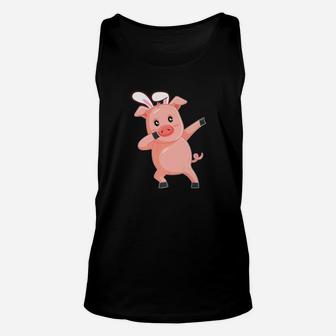 Easter Bunny Dabbing Pig Hog Rabbit Ears Animal Gift Unisex Tank Top - Thegiftio UK