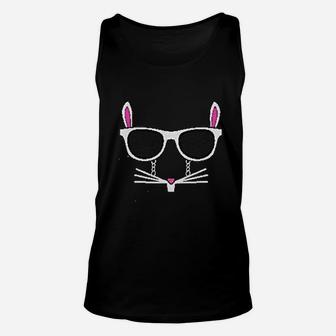 Easter Bunny Rabbit Face With Glasses Unisex Tank Top | Crazezy