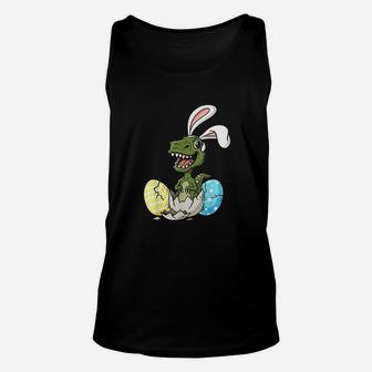 Easter Day T Rex With Bunny Ears Eggs Funny Unisex Tank Top | Crazezy