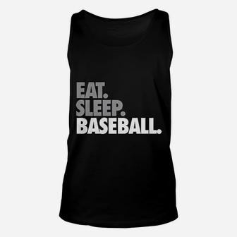 Eat Sleep Baseball Bold Text Unisex Tank Top | Crazezy