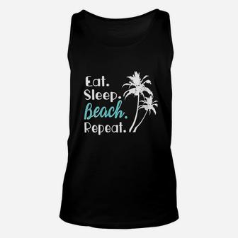 Eat Sleep Beach Repeat Summer Vacation Family Matching Unisex Tank Top | Crazezy CA