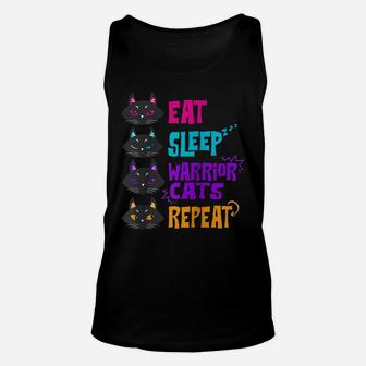 Eat Sleep Cat Warrior Repeat Cat Warrior Love Cats Raglan Baseball Tee Unisex Tank Top | Crazezy