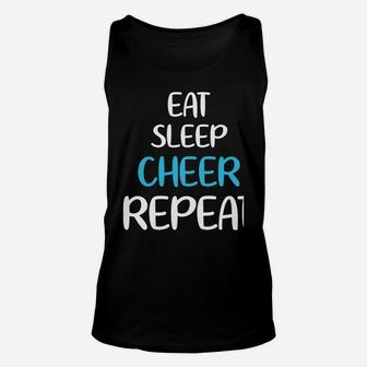 Eat Sleep Cheer Repeat Funny Cheerleader Team Cheerleading Unisex Tank Top | Crazezy