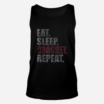 Eat Sleep Crochet Repeat Unisex Tank Top | Crazezy