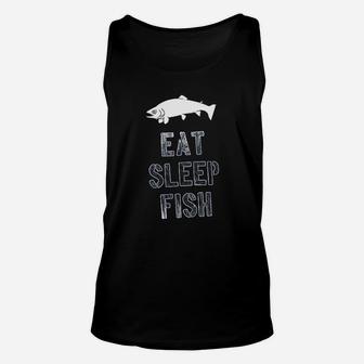 Eat Sleep Fish Funny Fishing Lover Gift For Dad Unisex Tank Top | Crazezy