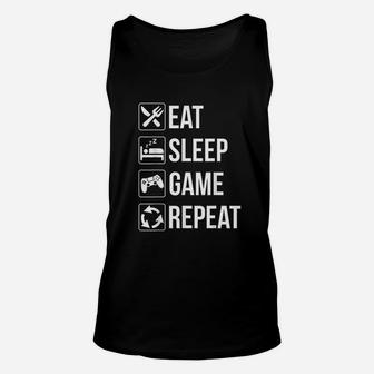 Eat Sleep Game Repeat Unisex Tank Top | Crazezy