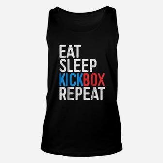 Eat Sleep Kickbox Repeat Unisex Tank Top | Crazezy
