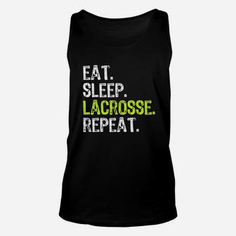 Eat Sleep Lacrosse Repeat Player Lax Funny Cool Gift Unisex Tank Top | Crazezy UK