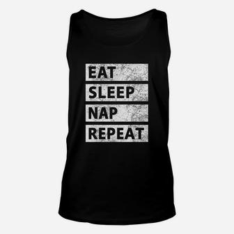 Eat Sleep Nap Repeat Tired Lazy Friend Unisex Tank Top - Thegiftio UK