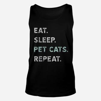 Eat Sleep Pet Cats Repeat Unisex Tank Top | Crazezy