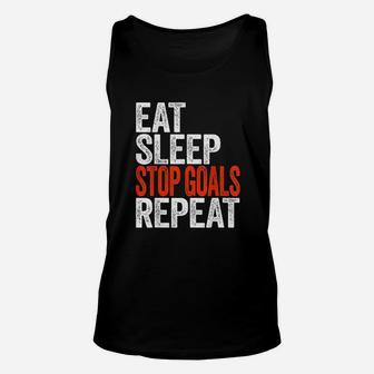 Eat Sleep Stop Goals Repeat Goalkeeper Gift Unisex Tank Top | Crazezy CA