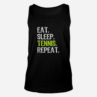 Eat Sleep Tennis Repeat Player Funny Cool Lover Gift Unisex Tank Top | Crazezy