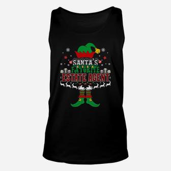 Elf Xmas Santa's Favorite Estate Agent Ugly Sweater Funny Sweatshirt Unisex Tank Top | Crazezy