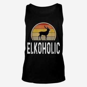 Elk Hunter Gifts Funny Elk Hunting Shirt Elkoholic Retro Unisex Tank Top | Crazezy