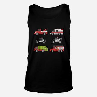 Emergency Vehicles Fire Truck Police Car Ambulance Unisex Tank Top | Crazezy