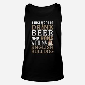 English Bulldog Dad Tshirt Funny British Dog Lover Beer Unisex Tank Top | Crazezy DE