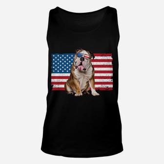 English Bulldog Dad Usa American Flag Dog Lover Owner Funny Unisex Tank Top | Crazezy