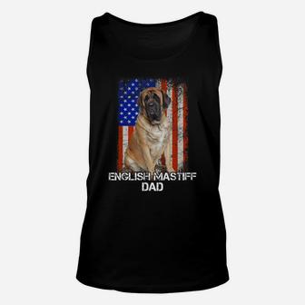 English Mastiff Dog Dad Father Day American Flag Unisex Tank Top | Crazezy