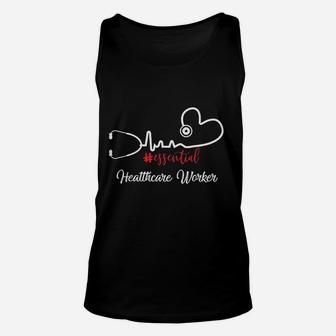 Essential Healthcare Worker Heartbeat Valentines Day Gifts Unisex Tank Top | Crazezy UK