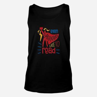 Even Superheroes Like To Read Books Unisex Tank Top | Crazezy UK