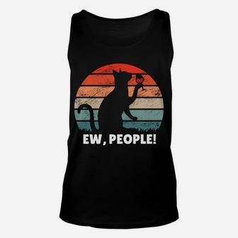 Ew People | Vintage Cat Drinking Wine | Funny Cat Lover Sweatshirt Unisex Tank Top | Crazezy AU
