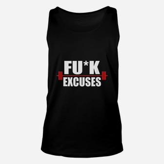 Excuses Exercise Lift Weights Barbell Censored Unisex Tank Top - Thegiftio