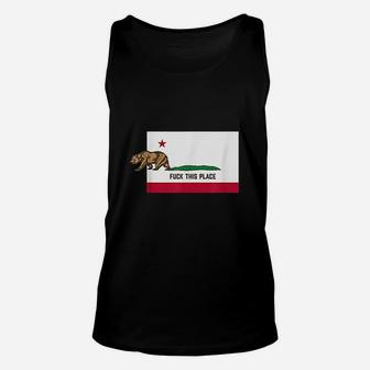 F This Place Leaving California Funny Designed Unisex Tank Top | Crazezy UK