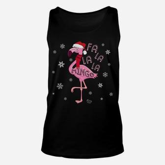 Fa La La La Mingo Funny Pink Flamingo In Santa Hat Christmas Unisex Tank Top | Crazezy