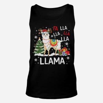 Fa Lla Lla Llama Christmas Llama Xmas Pajama Funny Gifts Unisex Tank Top | Crazezy UK