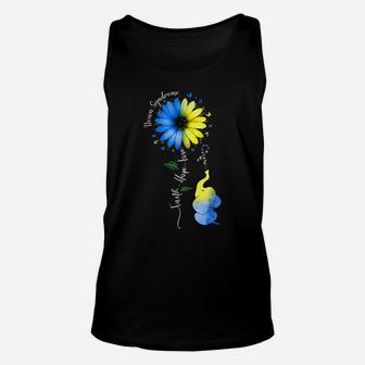 Faith Hope Love Down Syndrome Awareness Ribbon Yellow Blue Unisex Tank Top | Crazezy