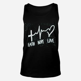 Faith Hope Love Graphic Heartbeat Gift Unisex Tank Top - Seseable