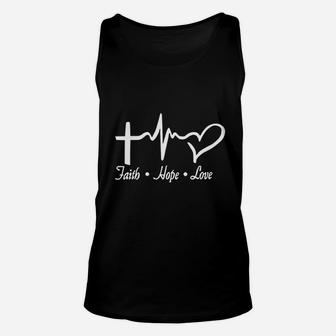 Faith Hope Love Heartbeat Graphic Design Unisex Tank Top - Seseable