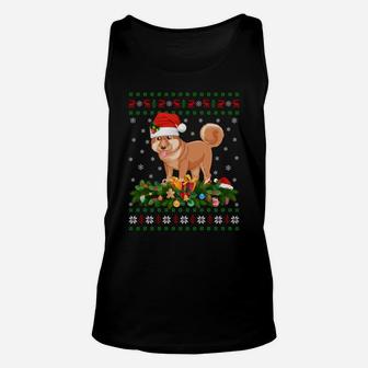 Family Matching Xmas Lighting Ugly Shiba Inu Christmas Sweatshirt Unisex Tank Top | Crazezy