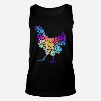 Farm Animal Valentine's Day Gift Colourful Chicken Unisex Tank Top - Monsterry