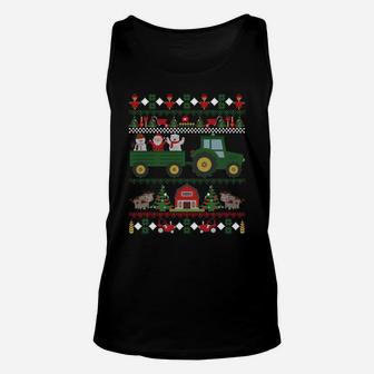 Farmer Ugly Christmas Tractor Farming Holiday Xmas Gift Sweatshirt Unisex Tank Top | Crazezy