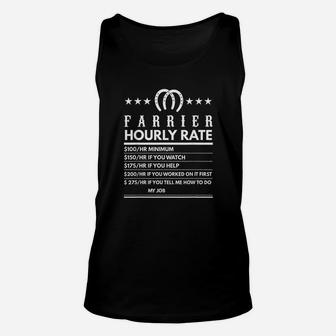 Farrier Funny Hourly Rate Design Unisex Tank Top | Crazezy