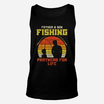 Father Son Fishing Partners For Life Retro Matching Dad Gift Unisex Tank Top | Crazezy