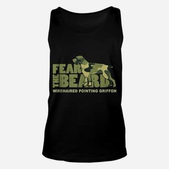 Fear The Beard - Camo Wirehaired Pointing Griffon Hunting Unisex Tank Top | Crazezy