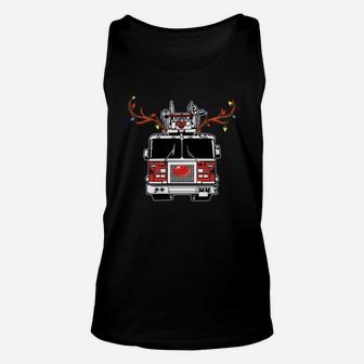 Firefighter Reindeer Sweatshirt Funny Christmas Ride Shirt Unisex Tank Top | Crazezy DE