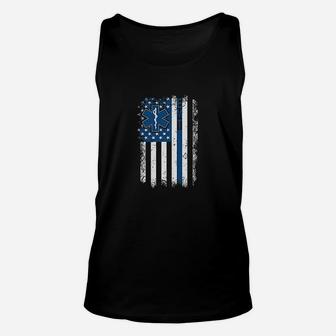 Firefighter Us Flag Thin Red Line Emt Firefighter Gifts Unisex Tank Top - Thegiftio UK